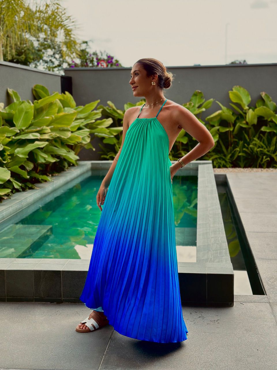 VESTIDO SANTORINI PLISSADO verde