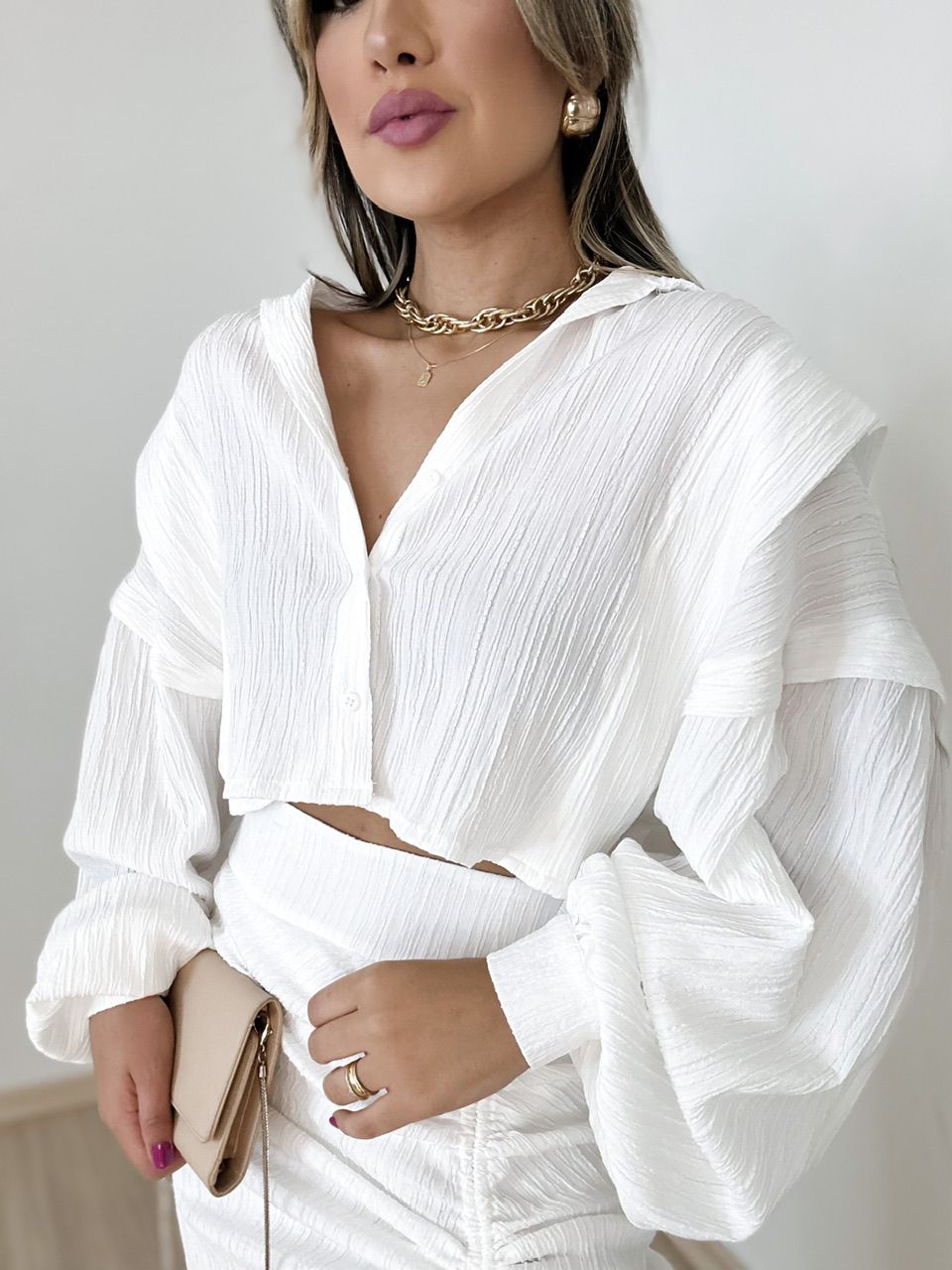 camisa cropped cf over off