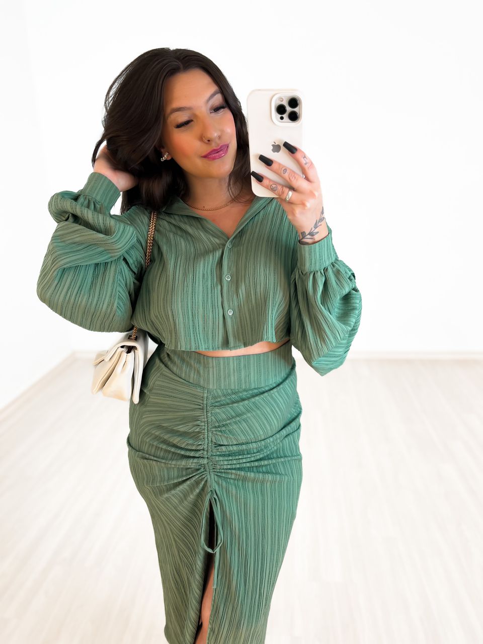 camisa cropped cf over verde