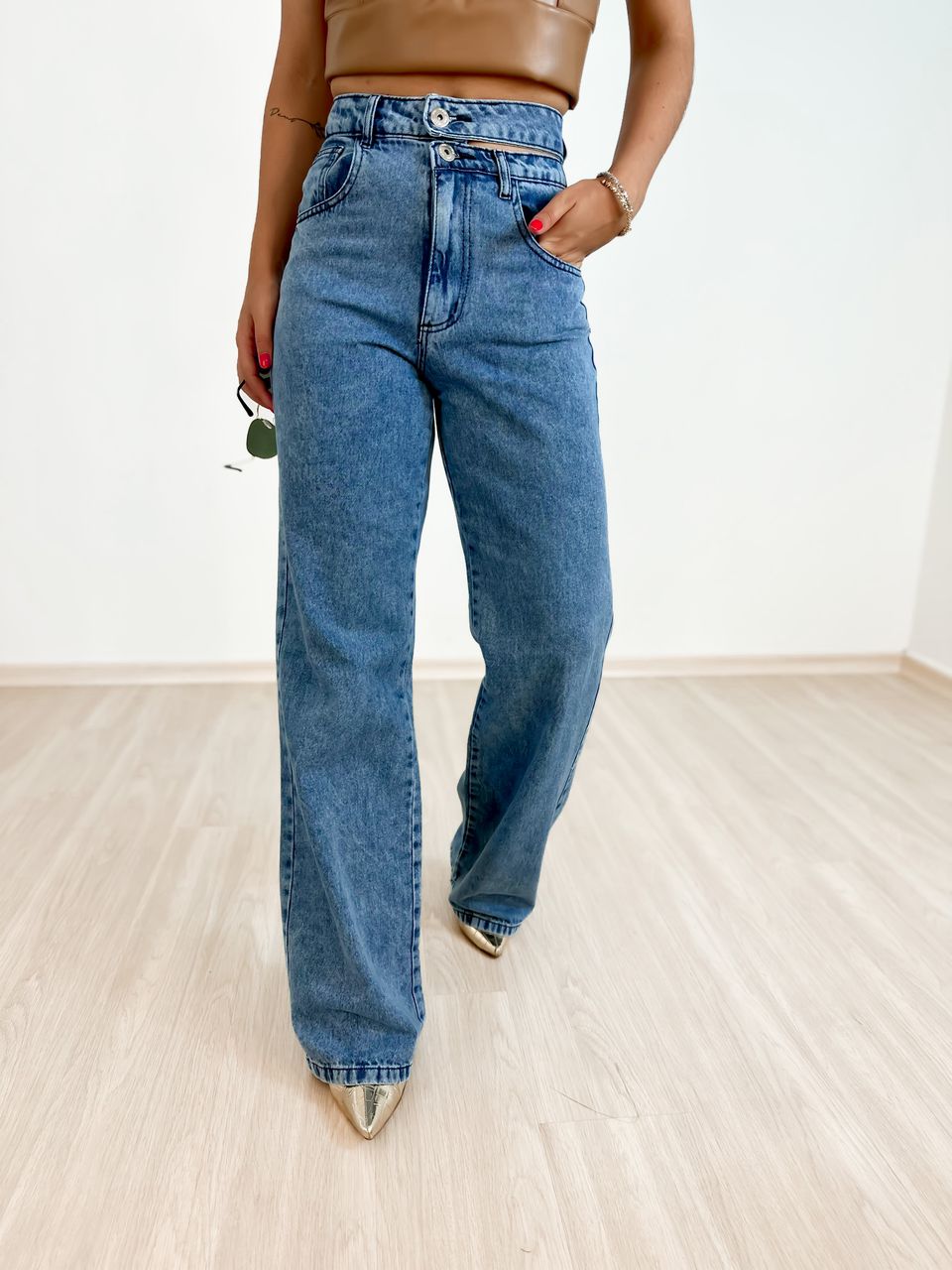 CALÇA JEANS MAYSA Jeans Claro - 0037180071 - CAROLLA FERRARO