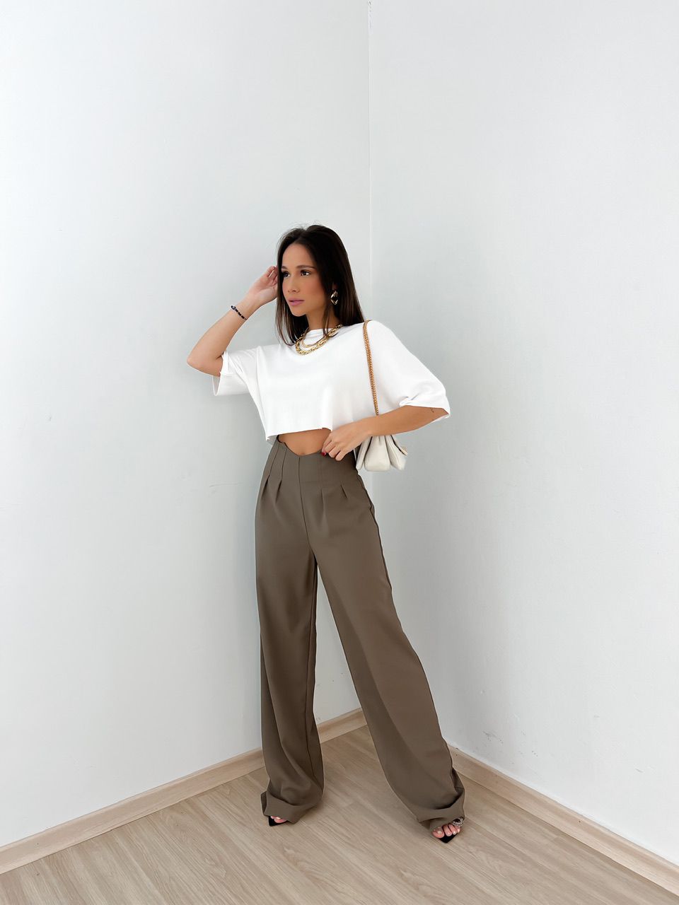 CALÇA ROSANA PANTALONA Marrom