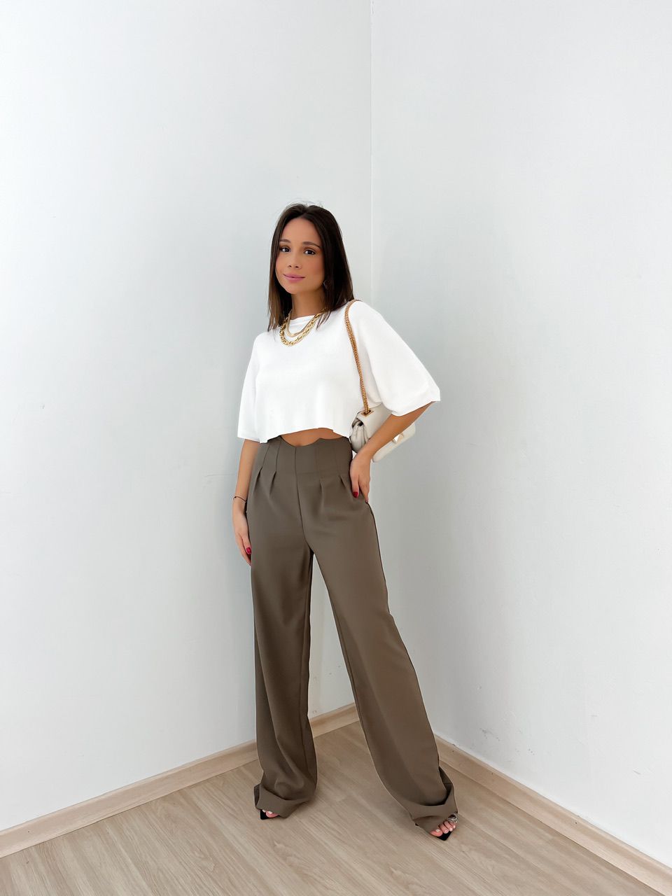 CALÇA ROSANA PANTALONA Marrom