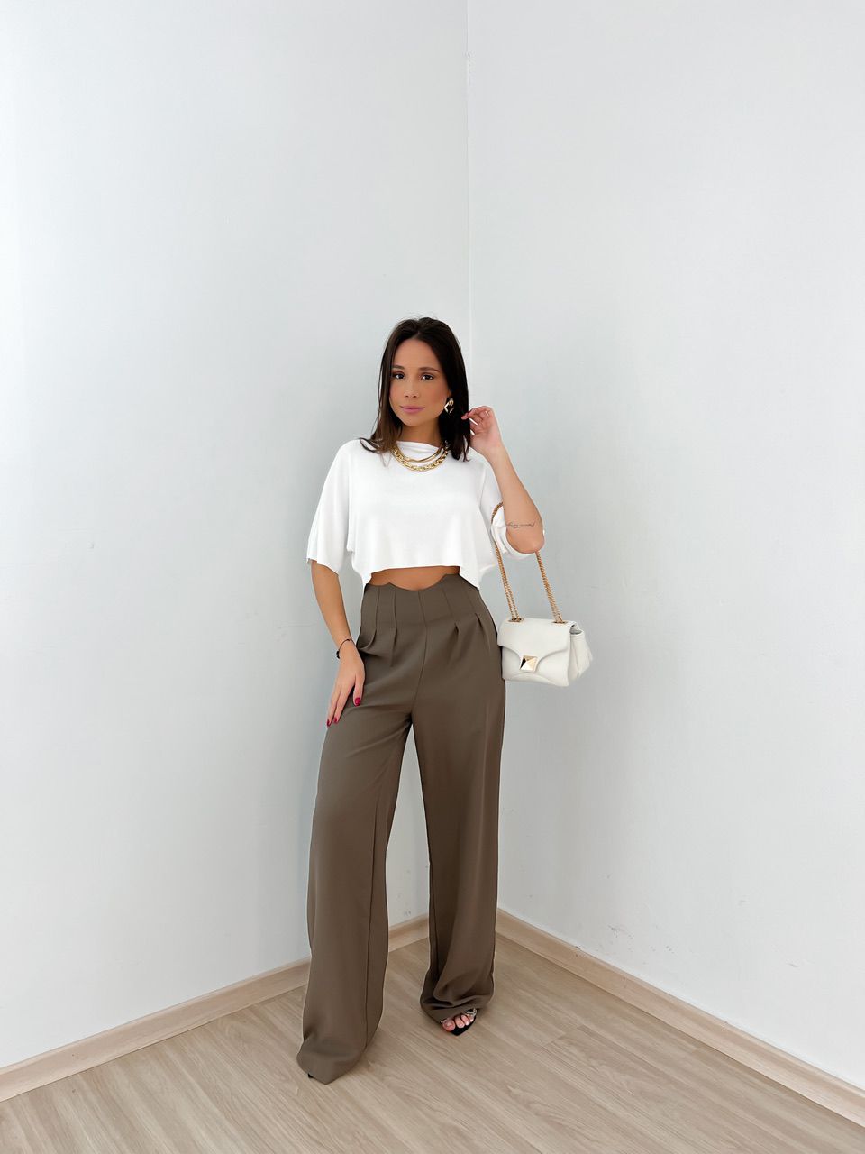 CALÇA ROSANA PANTALONA Marrom