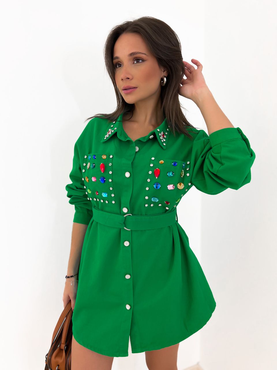CAMISA CRISTAL PEDRARIA verde