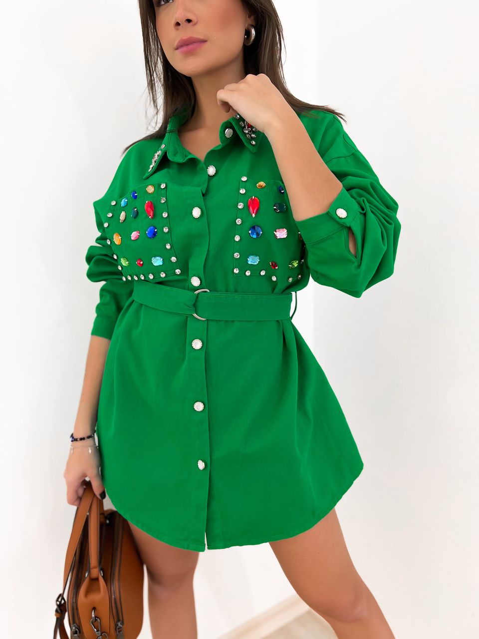 CAMISA CRISTAL PEDRARIA verde