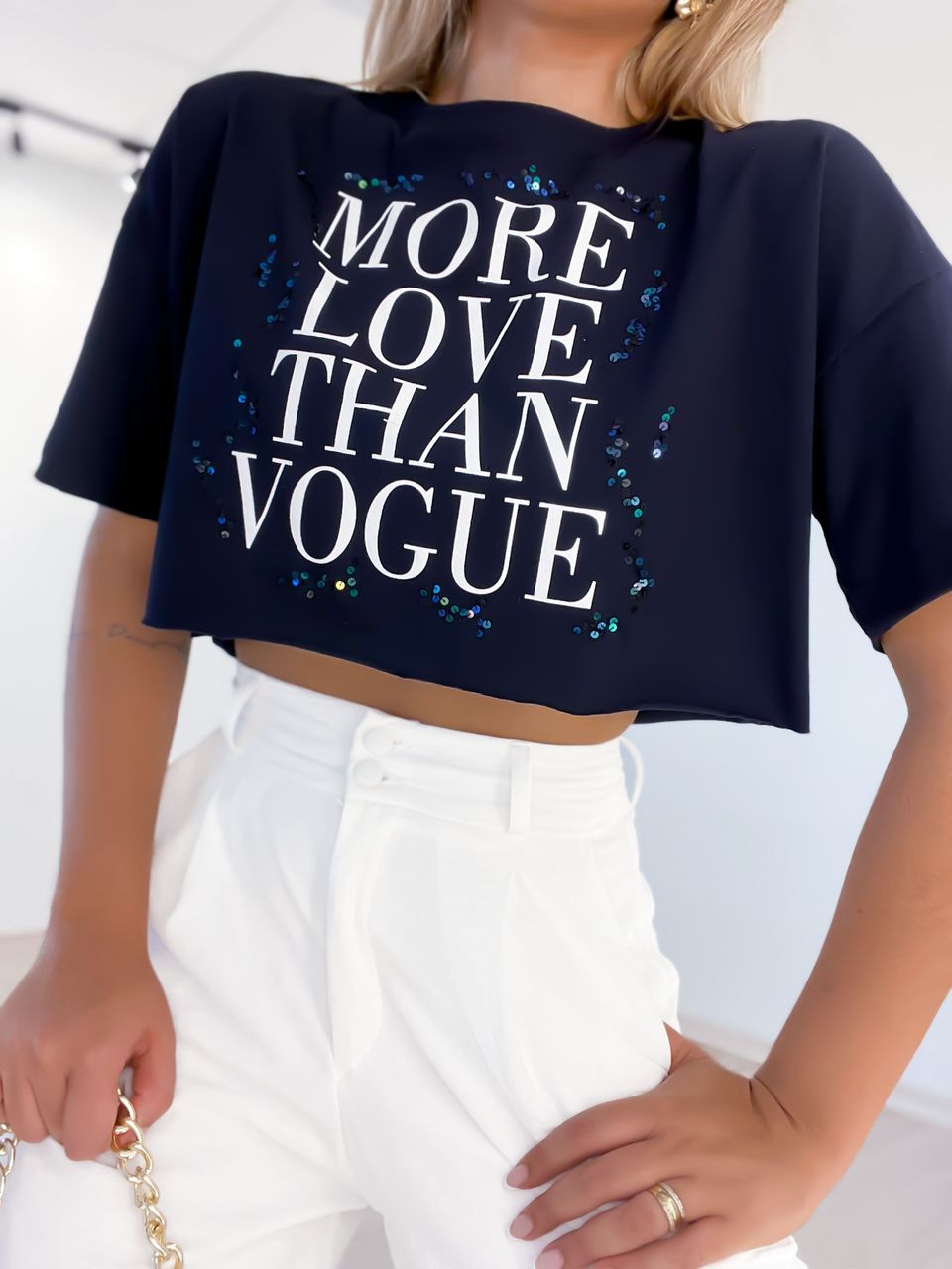 CROPPED CF MORE LOVE AZUL MARINHO