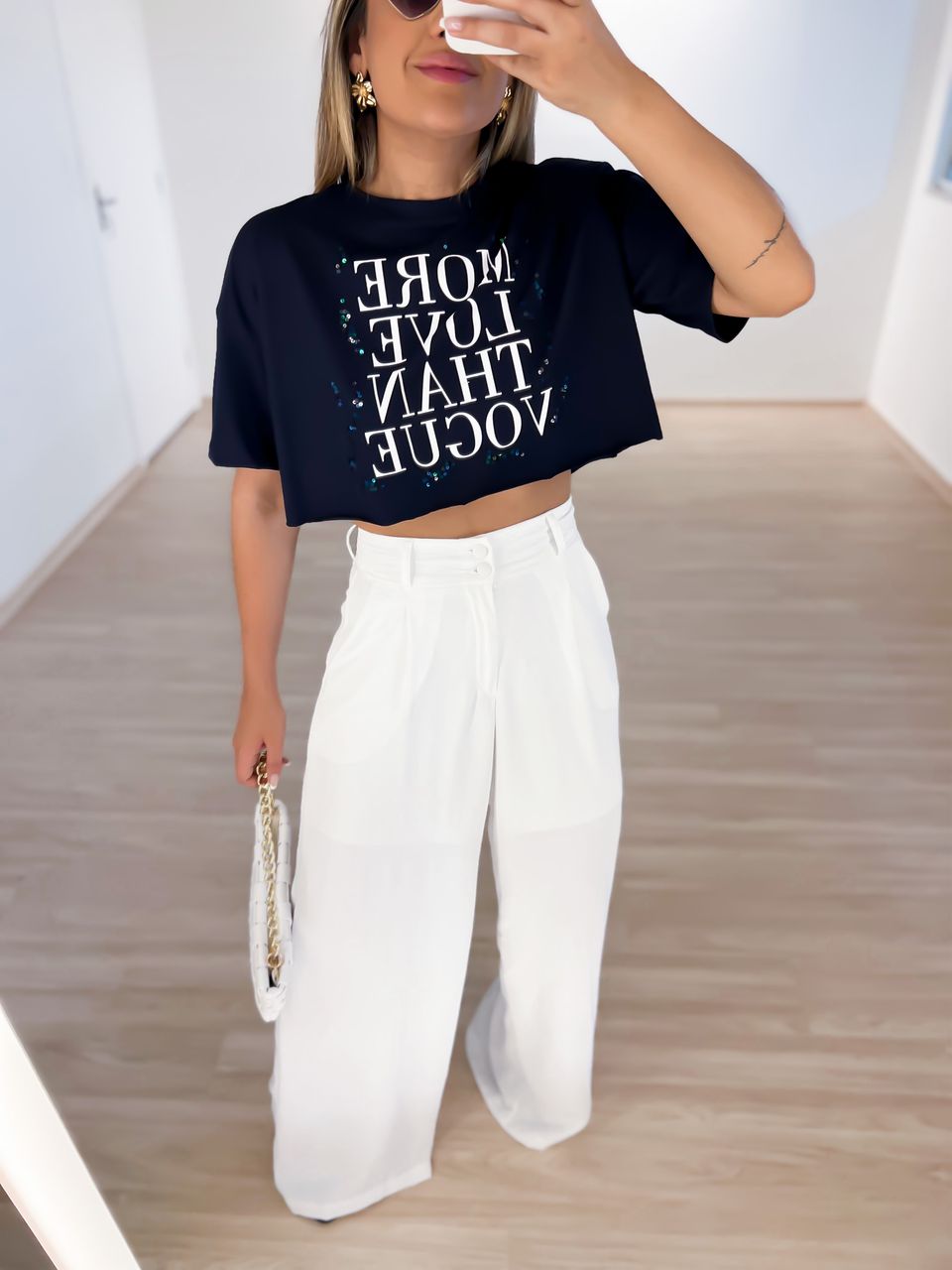 CROPPED CF MORE LOVE AZUL MARINHO