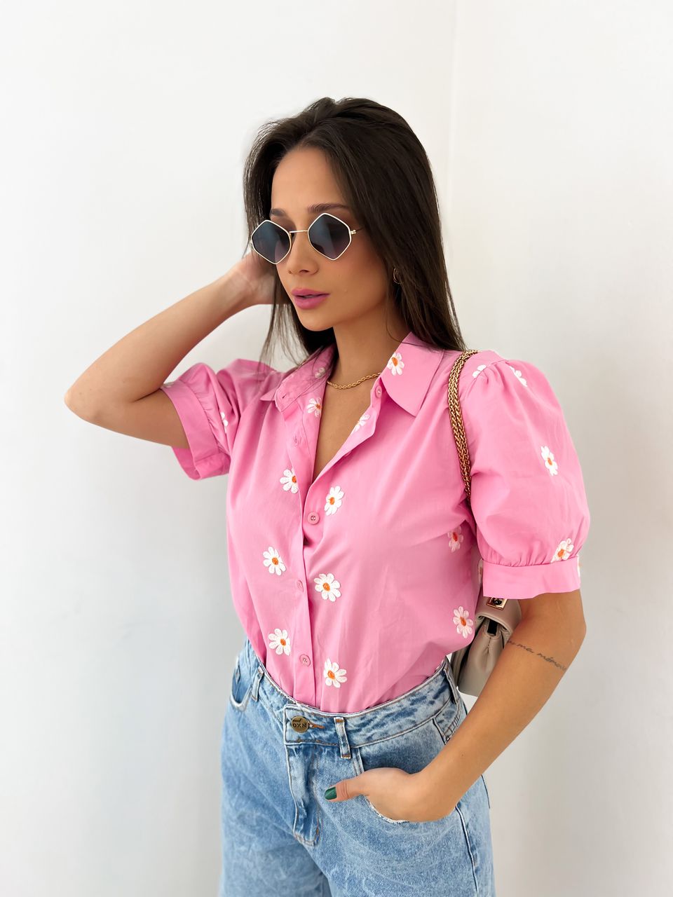 CAMISA ANA CLARA FLOR ROSA