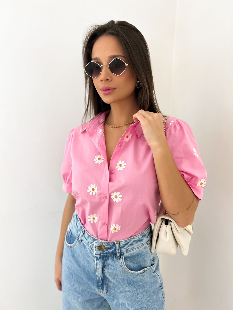 CAMISA ANA CLARA FLOR ROSA