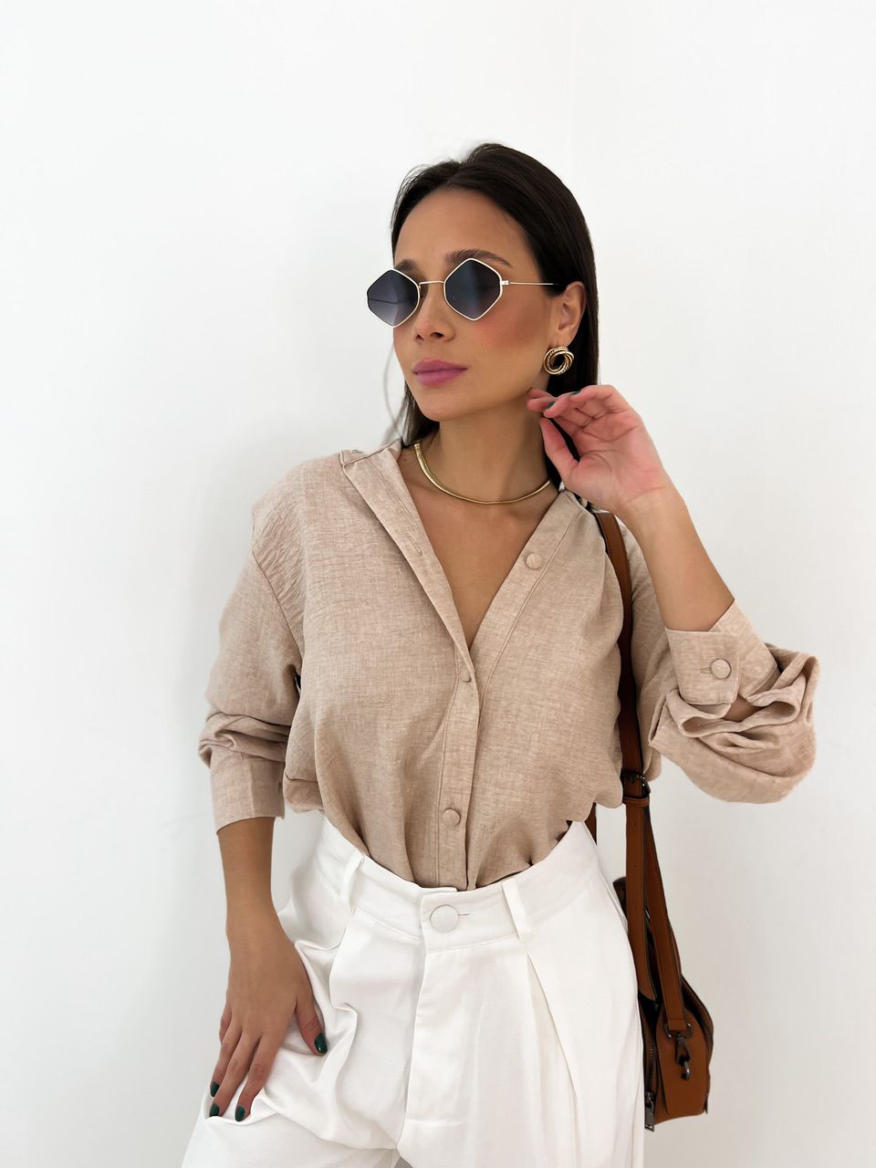 CAMISA CLARISSE Nude - 0042540049 - CAROLLA FERRARO
