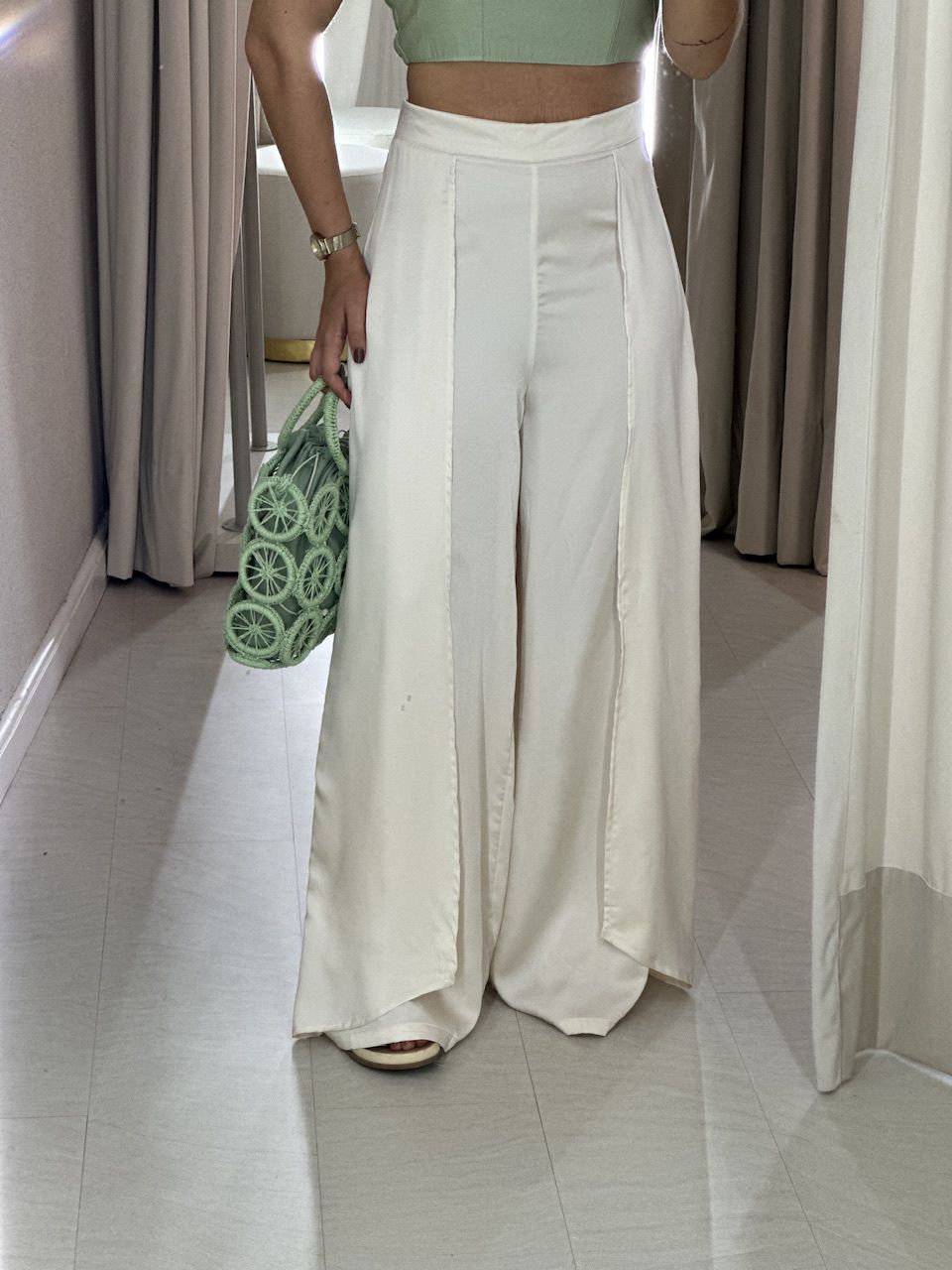 CALÇA SOFIA ACETINADA Marfim