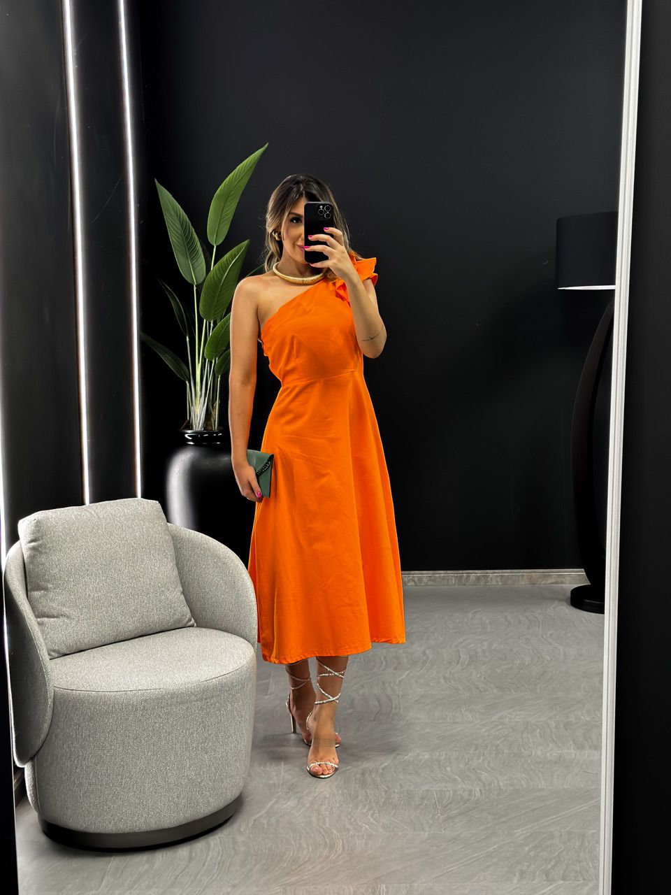 VESTIDO ATENA NULA MANGA LARANJA