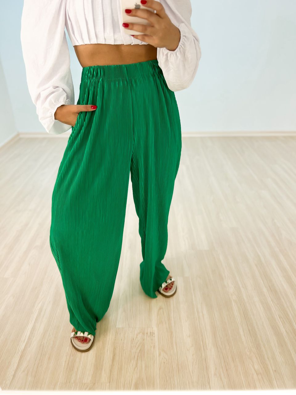 CALÇA ZAYA PLISSADA verde
