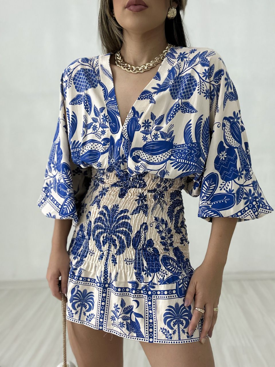VESTIDO DIANA LASTEX azul - 0044010109 - CAROLLA FERRARO