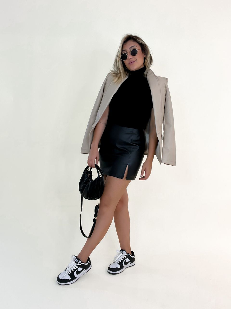 BLAZER COURO FAKE Nude