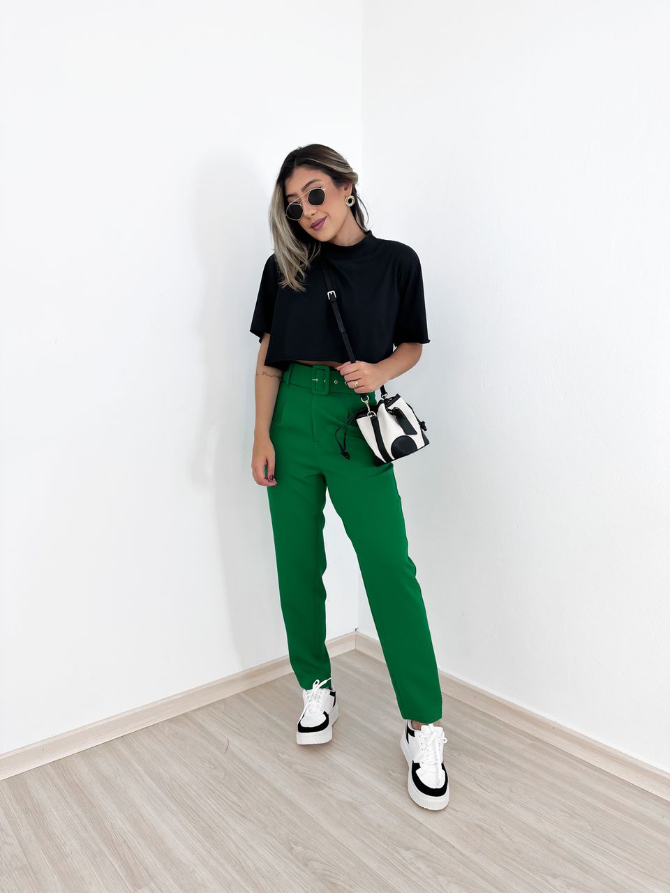 CALÇA LIA COM CINTO Verde