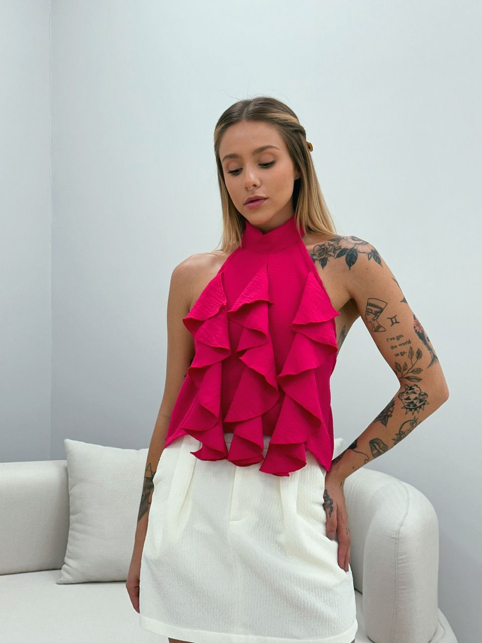 BLUSA LAIS FRENTE ÚNICA PINK - 0048250037 - CAROLLA FERRARO