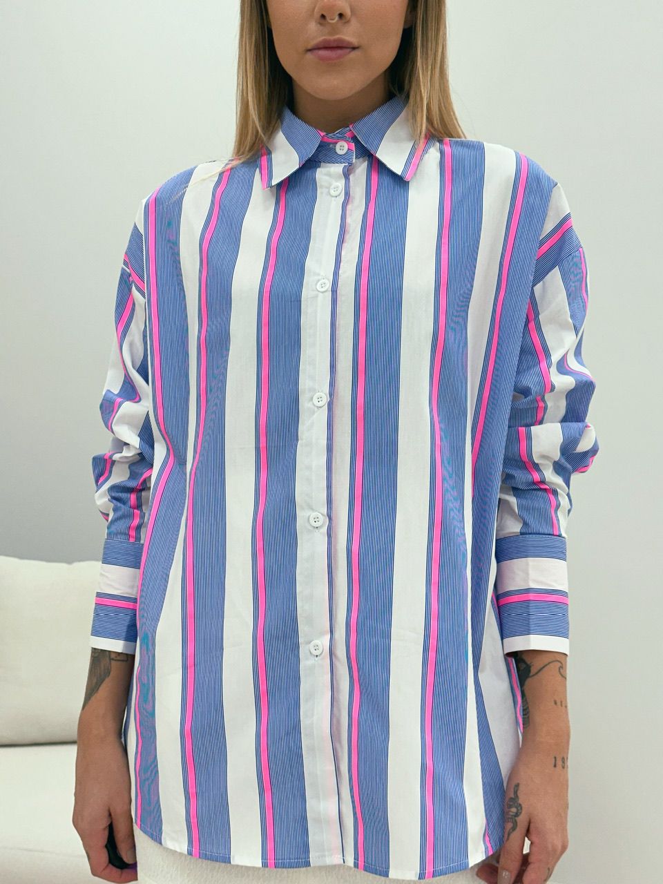 CAMISA NEON LISTRADA PINK