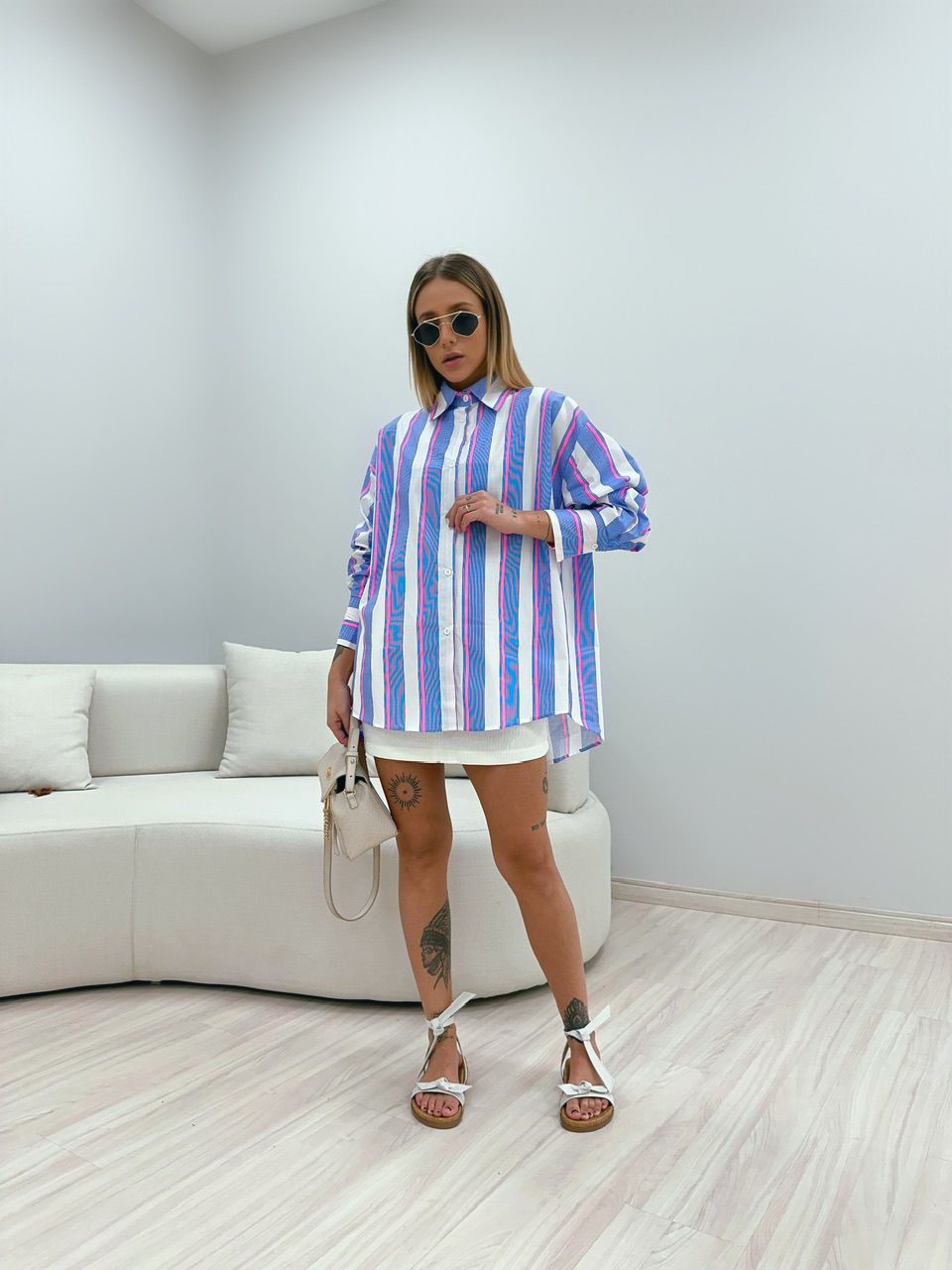 CAMISA NEON LISTRADA PINK