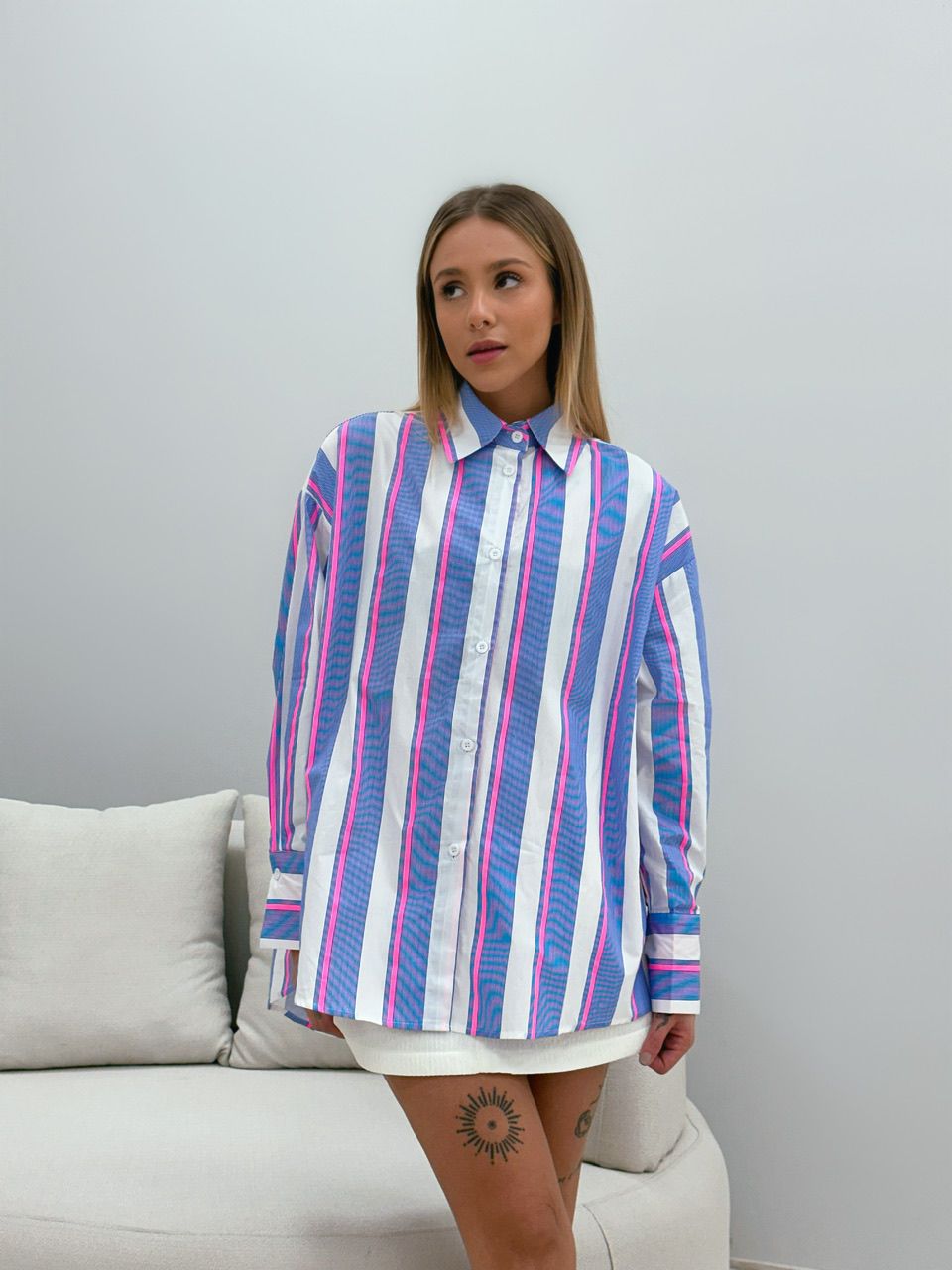 CAMISA NEON LISTRADA PINK