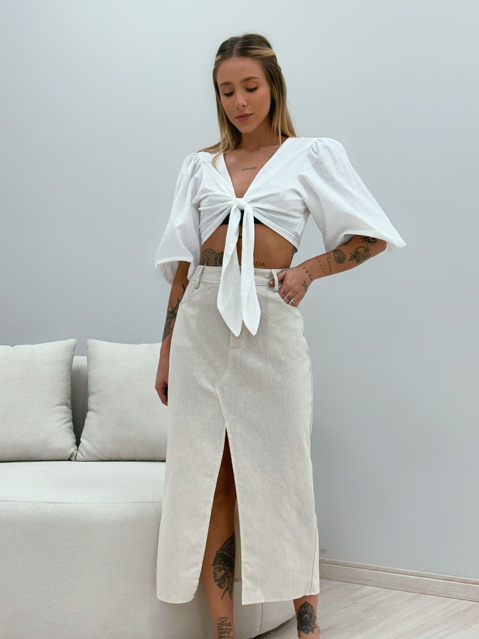 SAIA CLARA MIDI CRU - 0048240132 - CAROLLA FERRARO