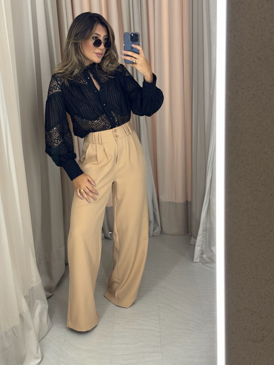 CAMISA LUIZA GUIPIR PRETA