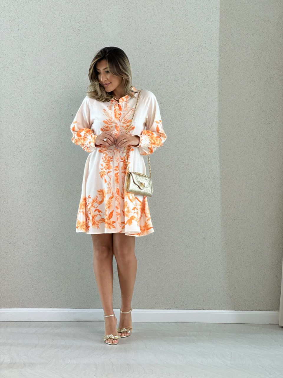 VESTIDO ADRIANA FLORAL LARANJA