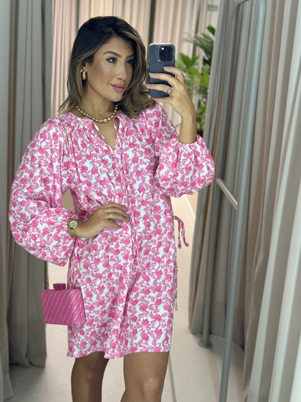 VESTIDO VITÓRIA MANGA ROSA