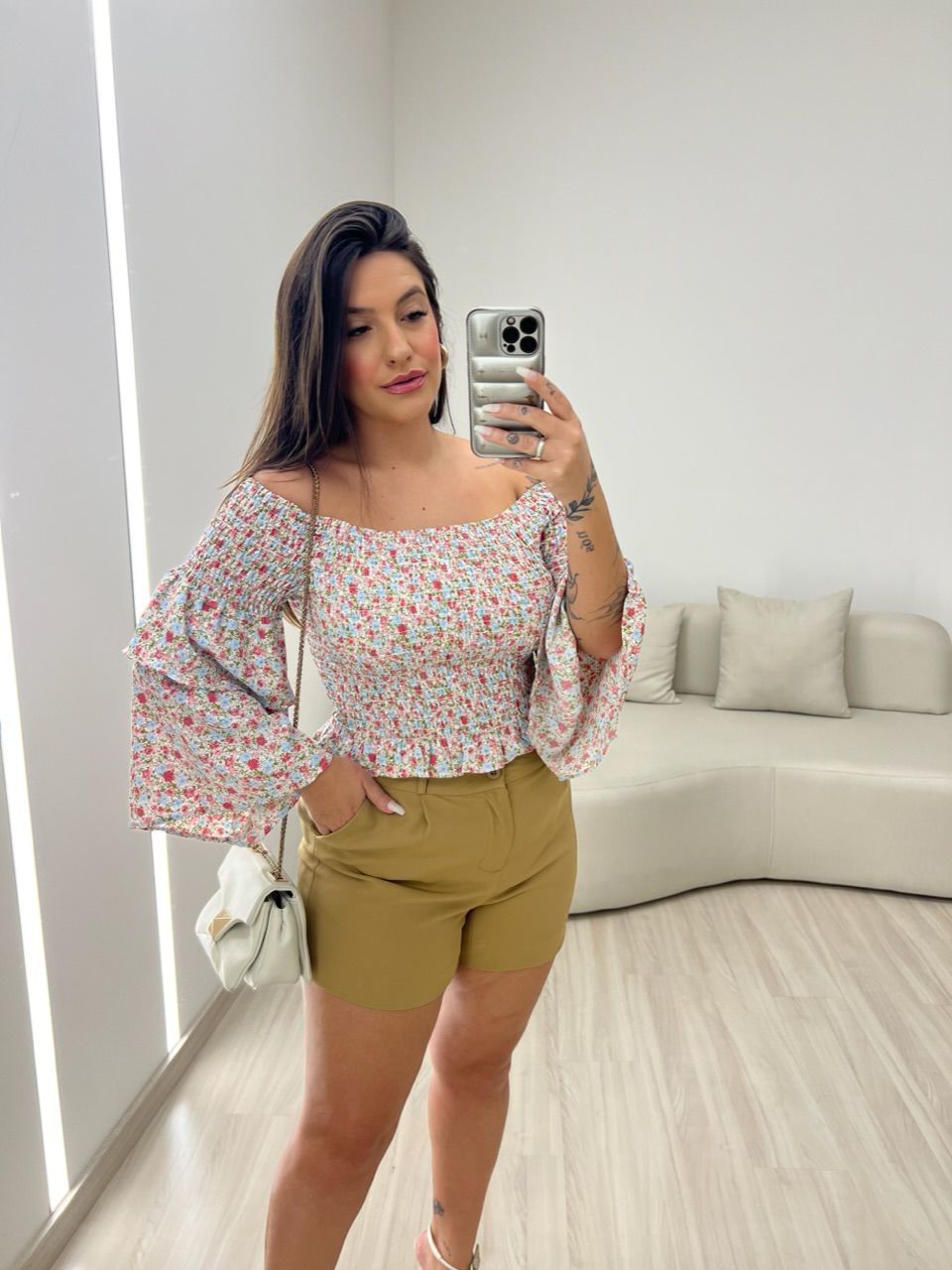 BLUSA LORENA LASTEX AZUL CLARO