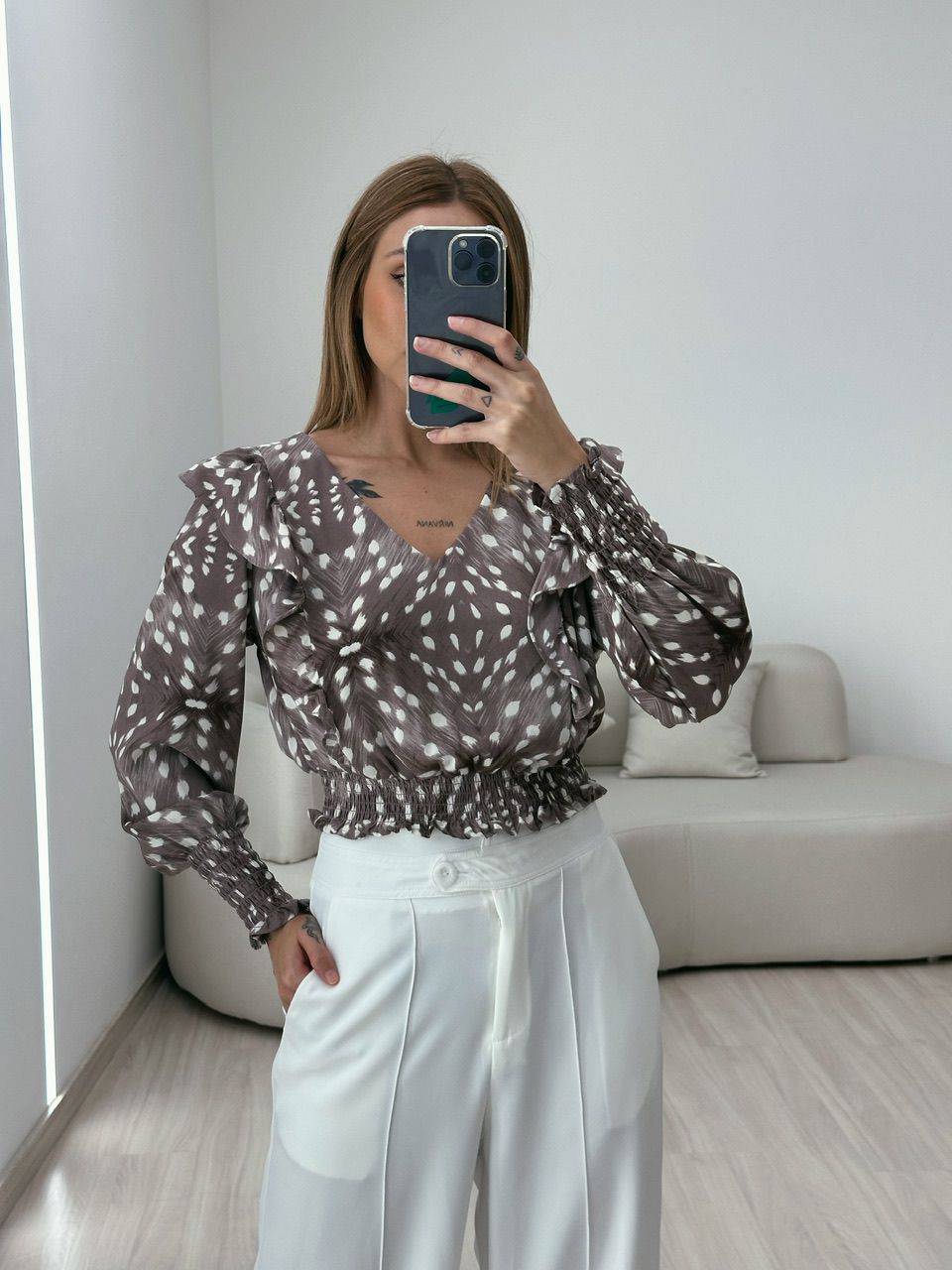 BLUSA REBECA MANGA MARROM