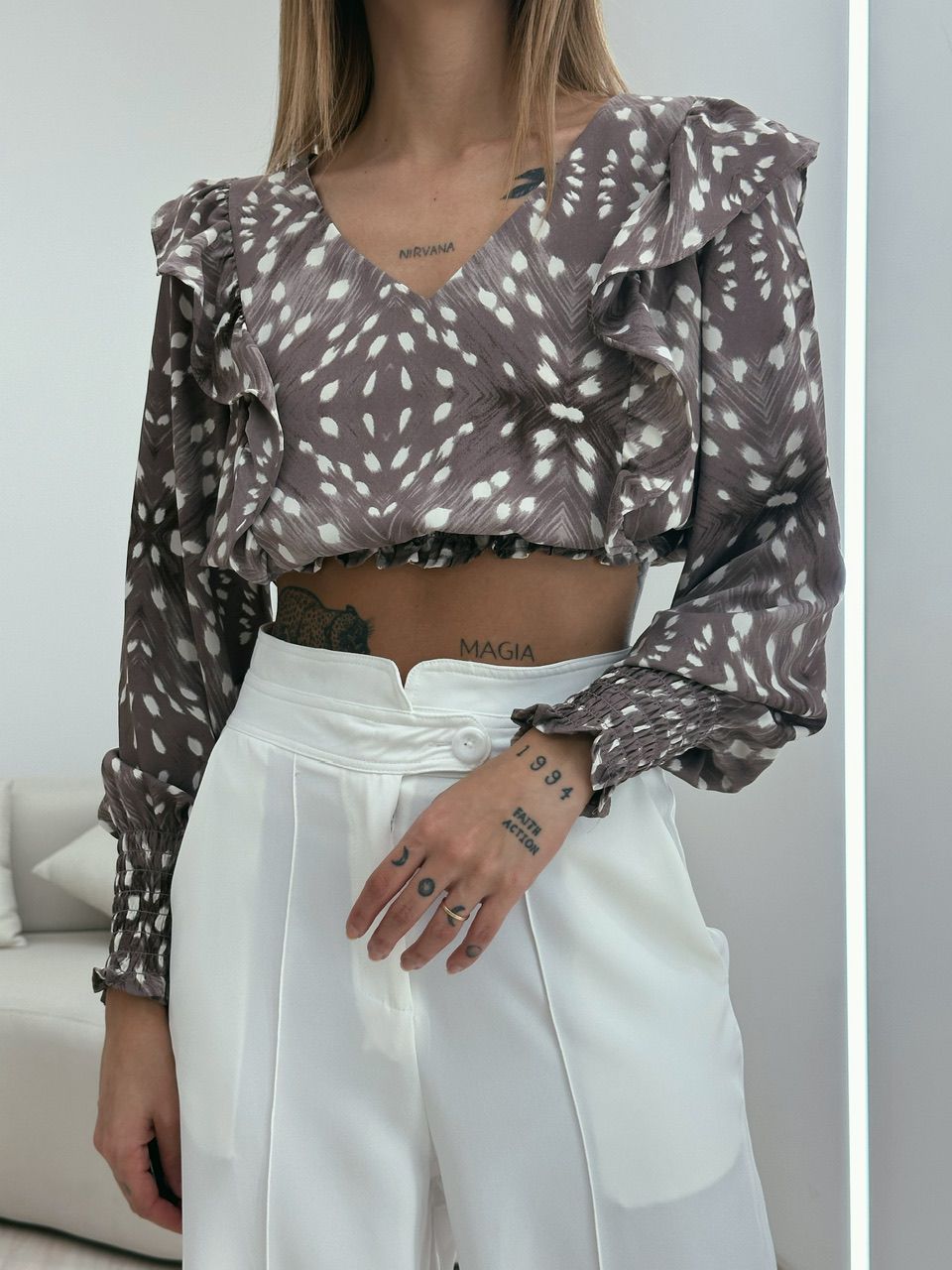 BLUSA REBECA MANGA MARROM