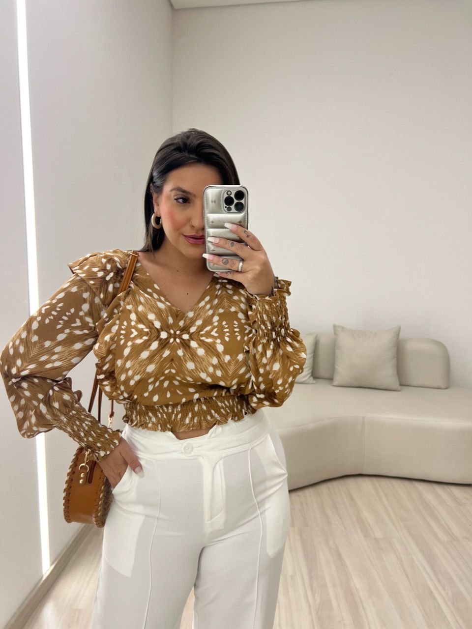 BLUSA REBECA MANGA NUDE