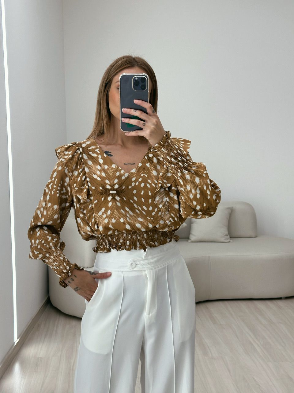 BLUSA REBECA MANGA NUDE
