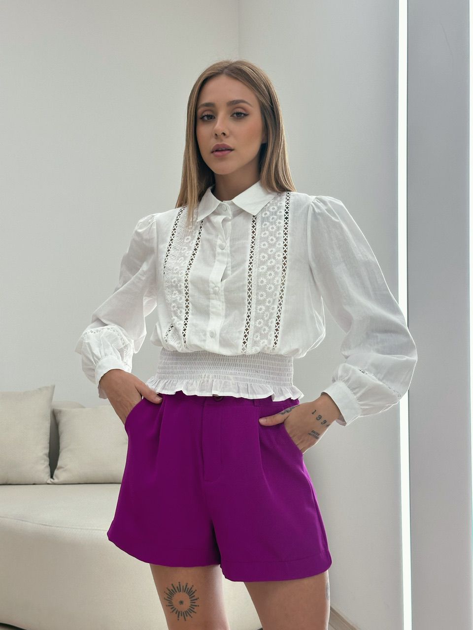 CAMISA BELLA LASTEX OFF - 0050500048 - CAROLLA FERRARO