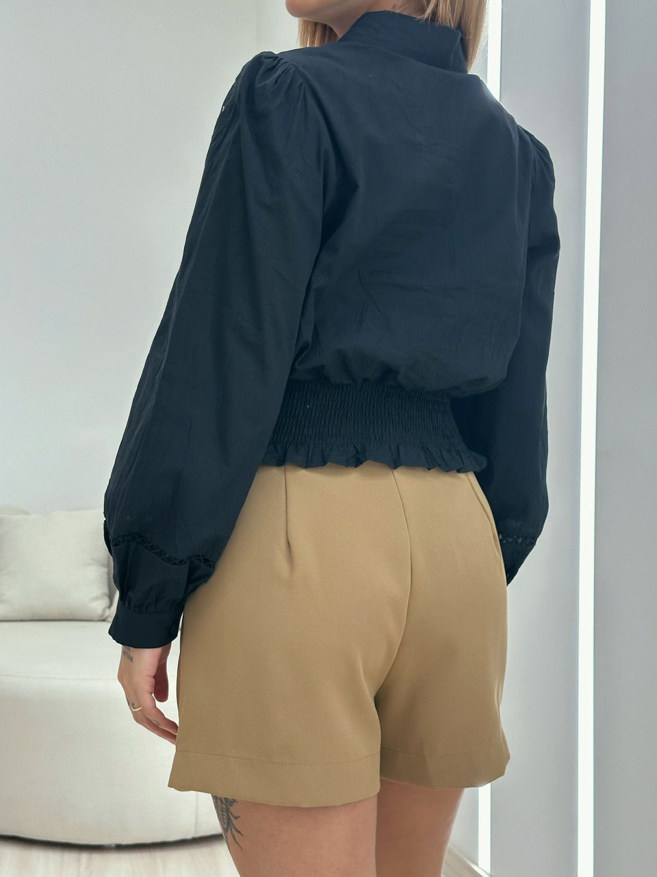CAMISA BELLA LASTEX PRETA