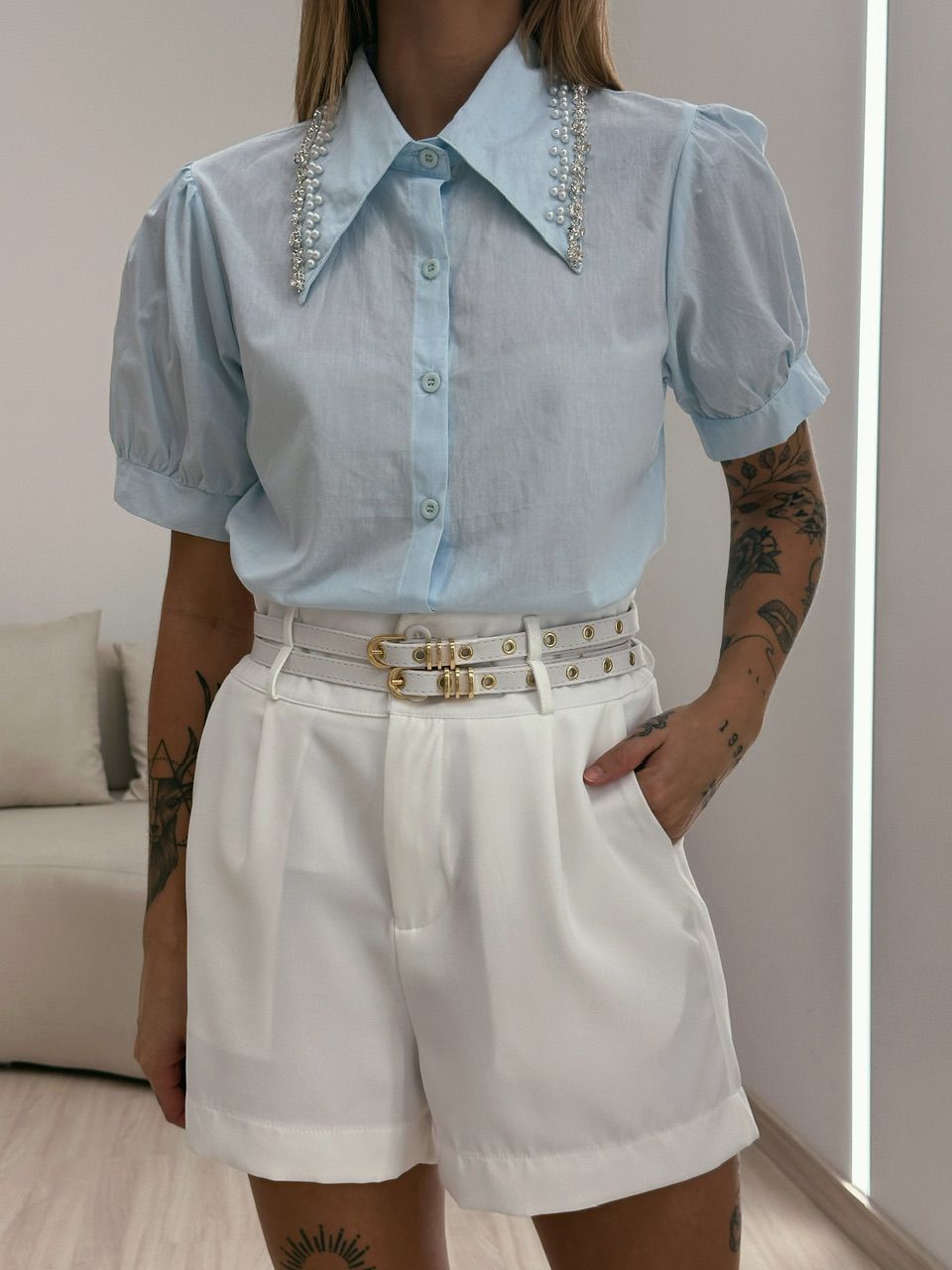 CAMISA ISIS PEDRARIA AZUL