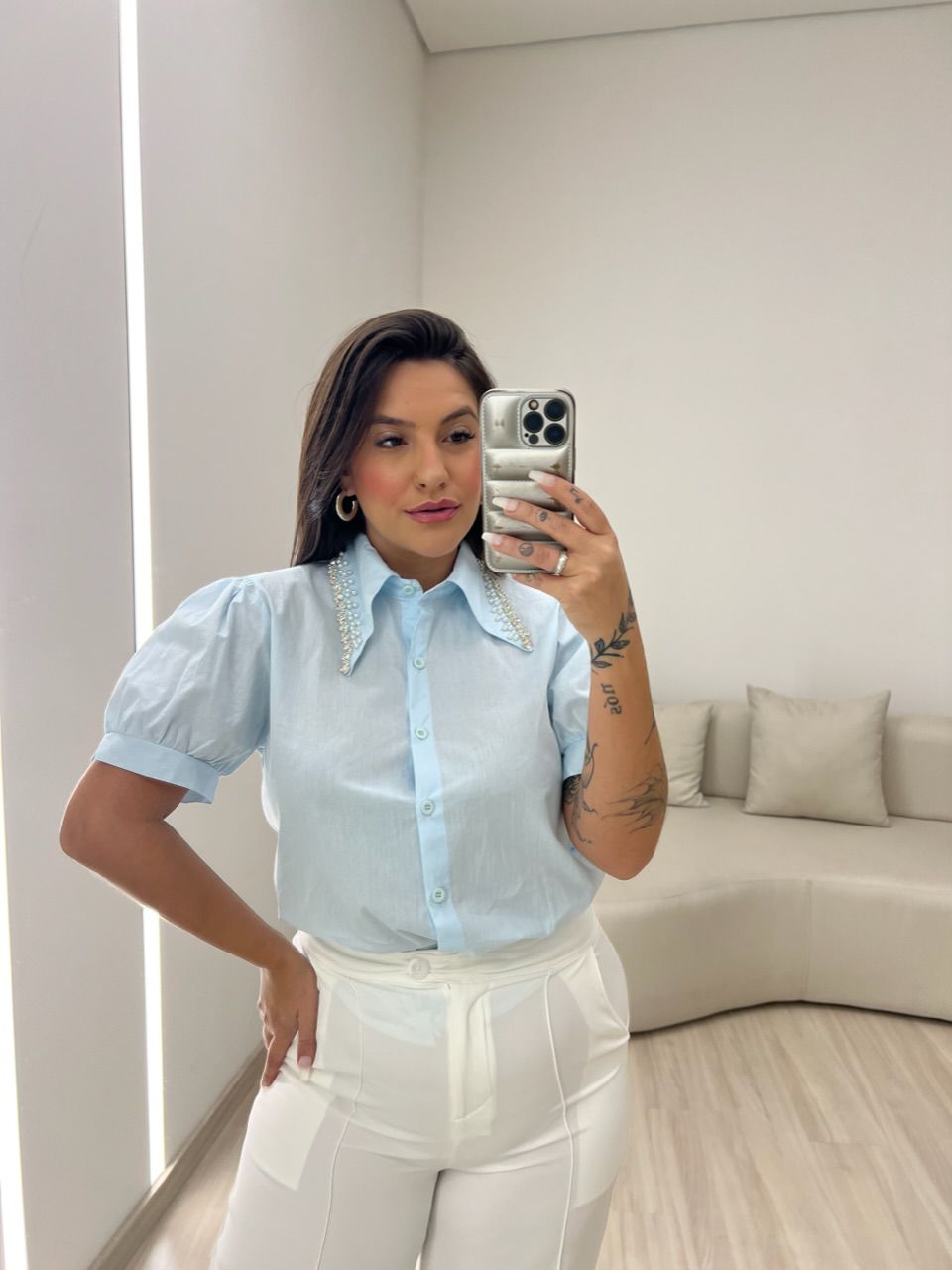 CAMISA ISIS PEDRARIA AZUL
