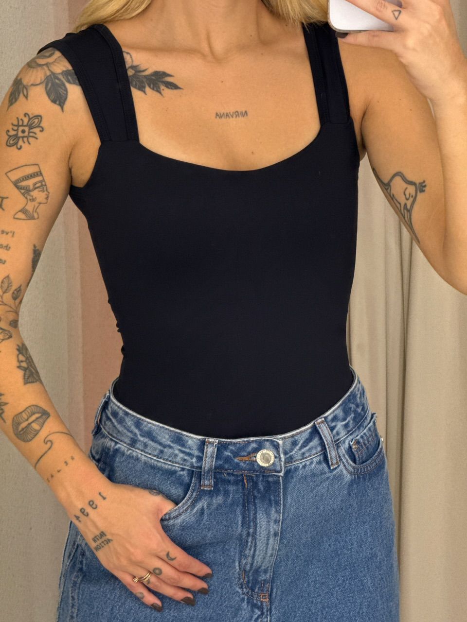 BODY RITA ALÇA GROSSA PRETO