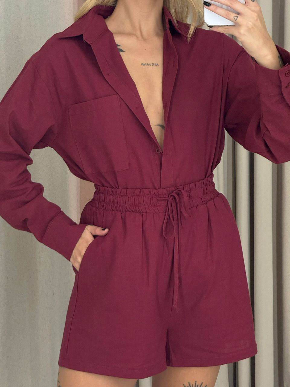 CONJUNTO AMABLY SHORT VINHO