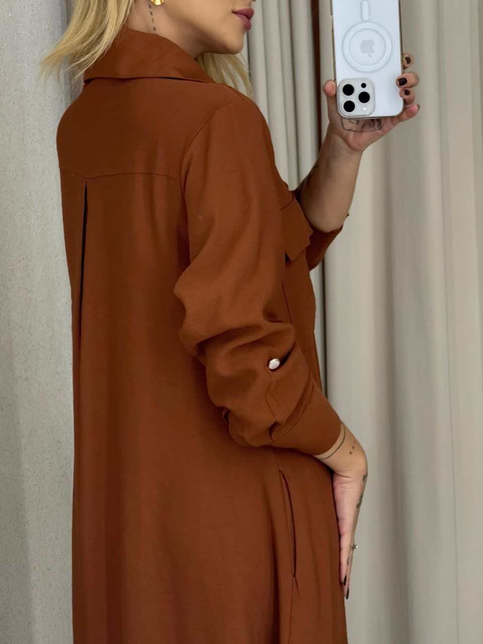 VESTIDO PALOMA MANGA LONGA MARROM
