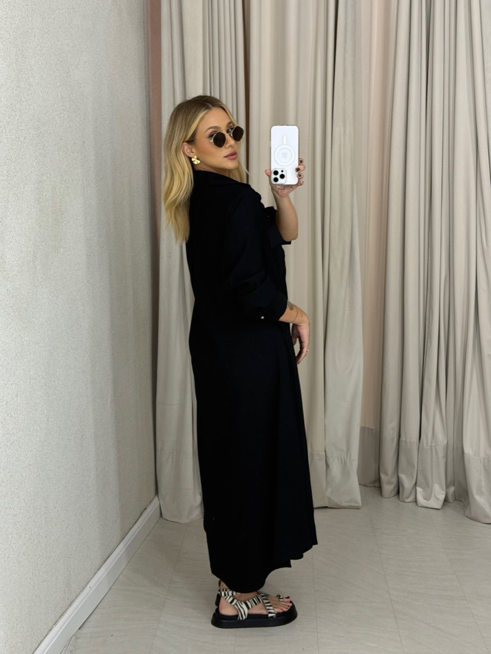 VESTIDO PALOMA MANGA LONGA PRETO