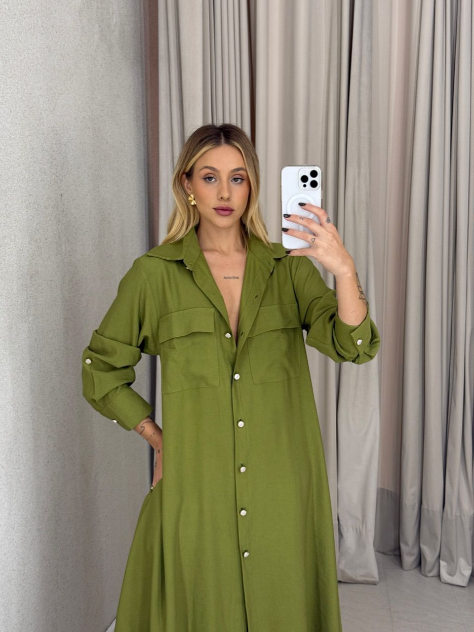 VESTIDO PALOMA MANGA LONGA VERDE