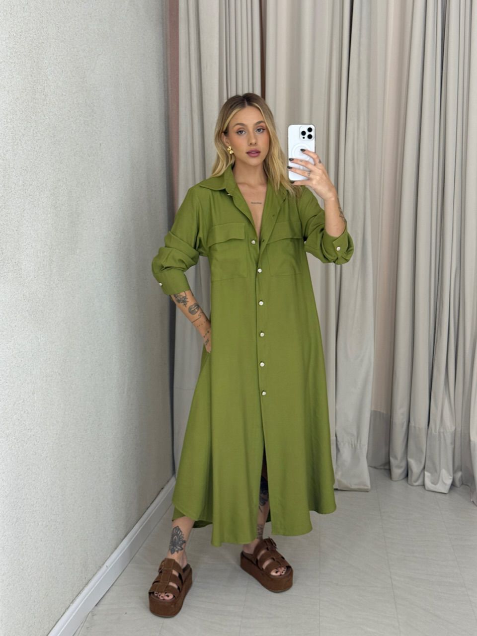 VESTIDO PALOMA MANGA LONGA VERDE