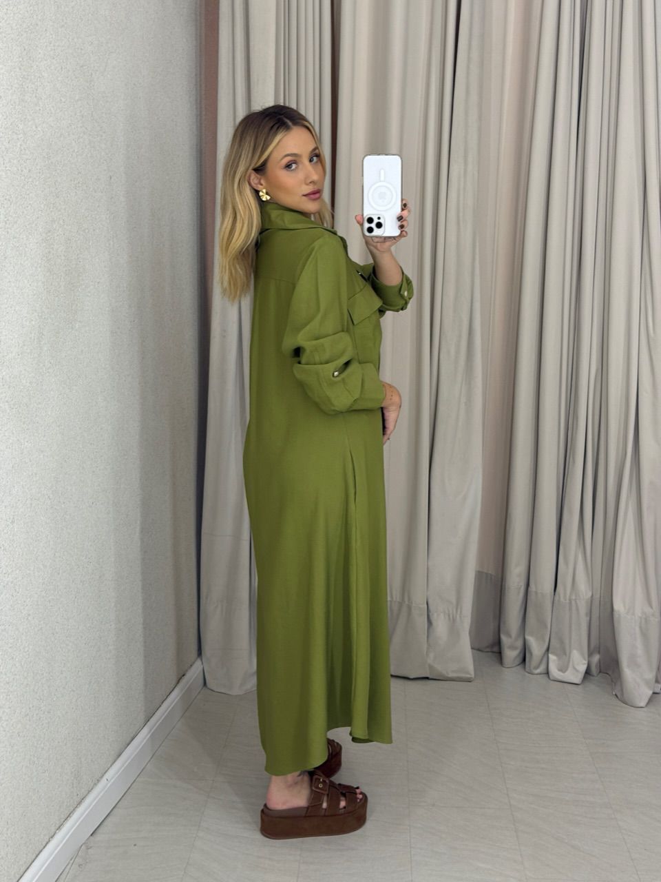 VESTIDO PALOMA MANGA LONGA VERDE