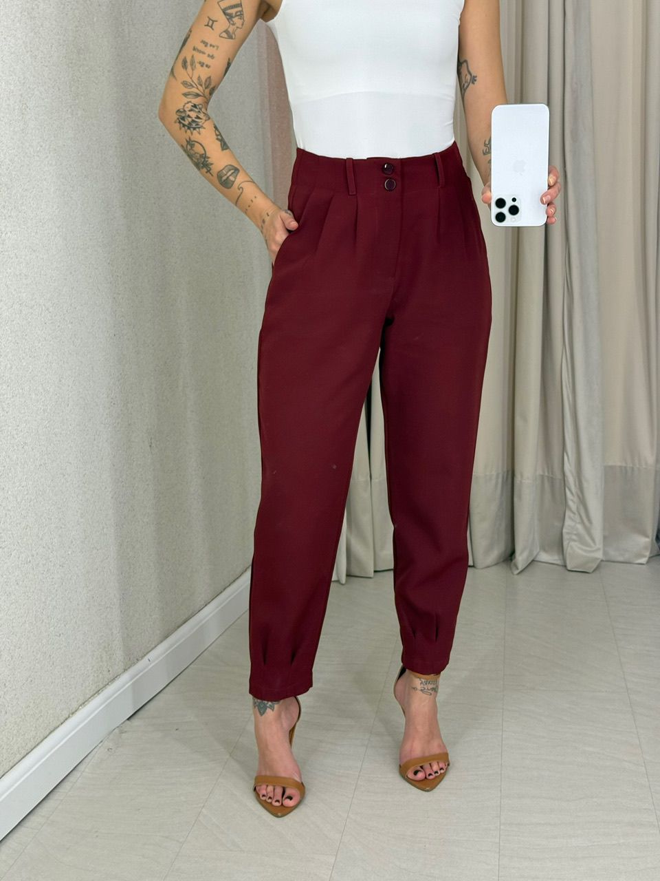 CALÇA SANDRA CENOURA VINHO