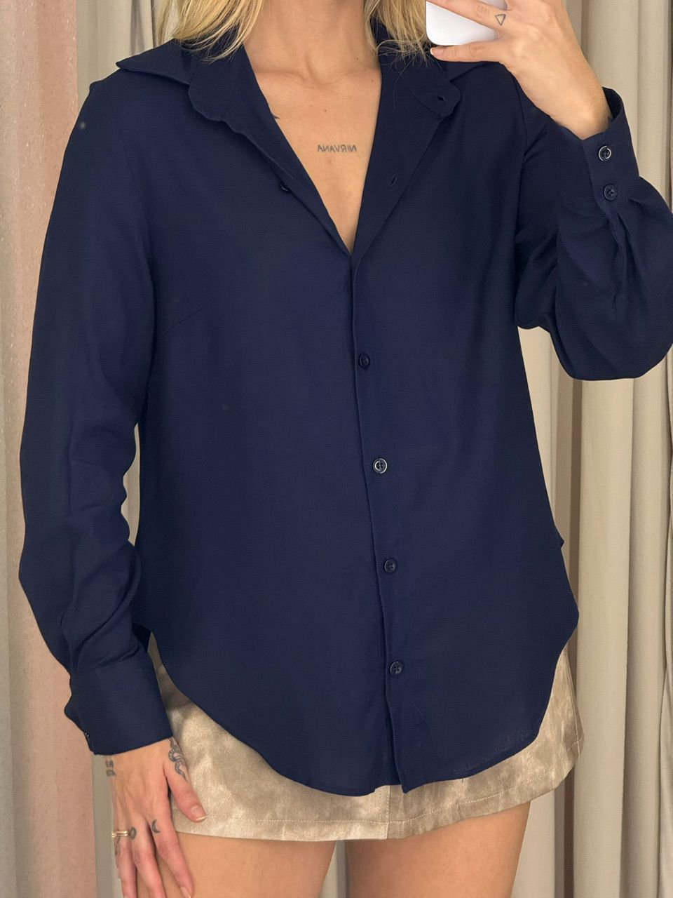 CAMISA ALANA LINHO marinho