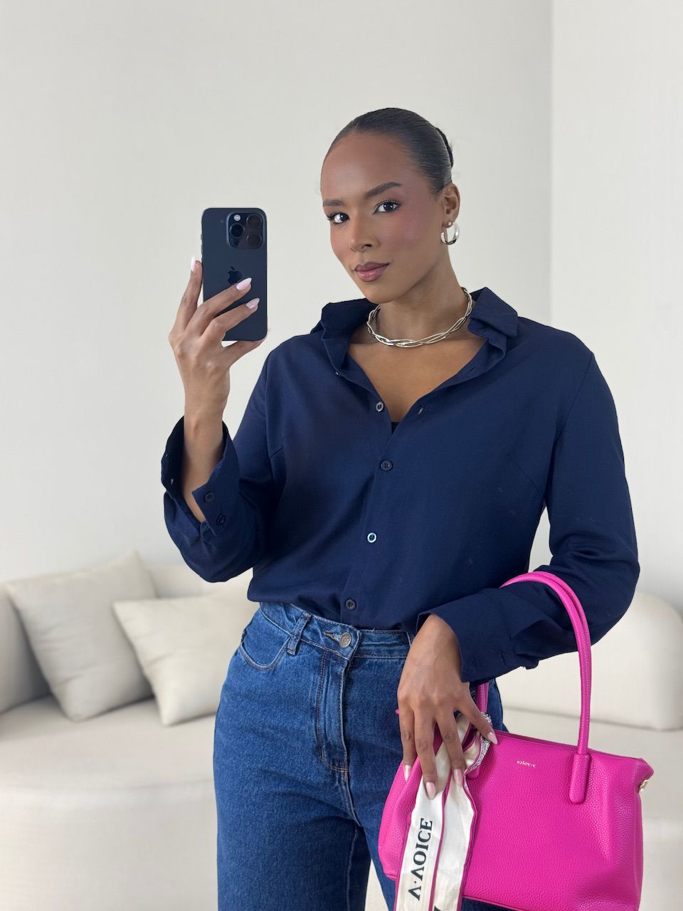 CAMISA ALANA LINHO marinho - 0063870055 - CAROLLA FERRARO