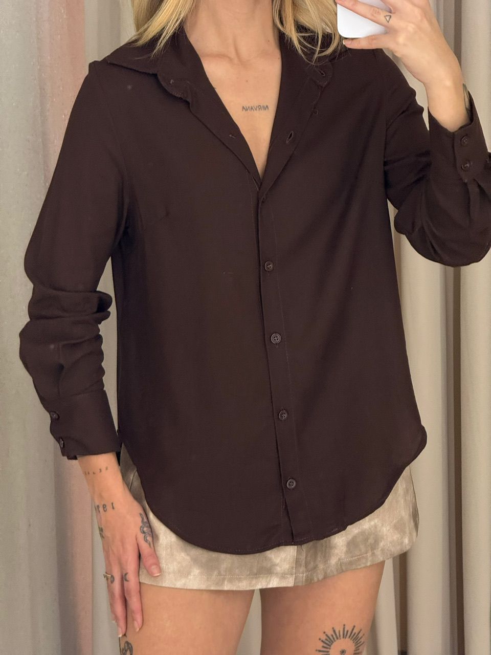 CAMISA ALANA LINHO MARROM