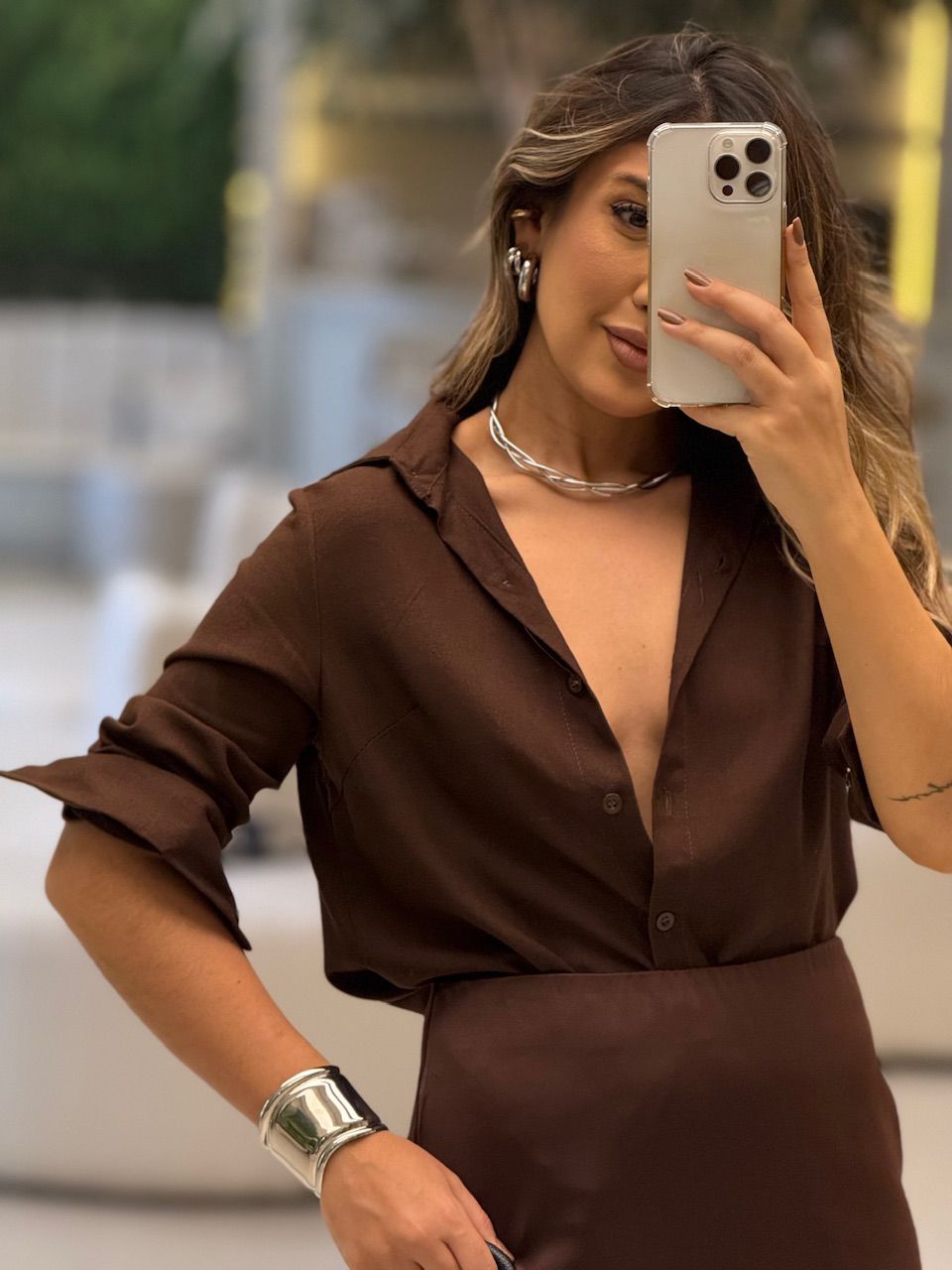 CAMISA ALANA LINHO MARROM - 0063870054 - CAROLLA FERRARO
