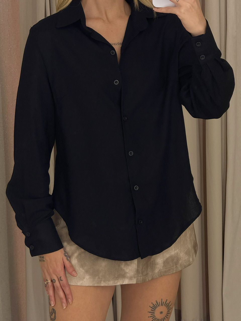 CAMISA ALANA LINHO Preta